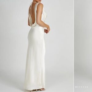 Meshki Angelique Satin Cowl Back Maxi Dress - Ivory